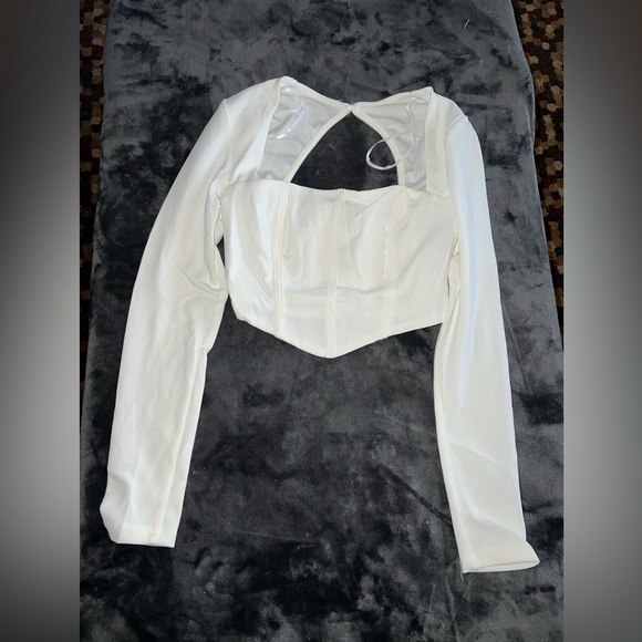 Princess Polly Loftus Long Sleeve Top in White Size 4 - Picture 8 of 11